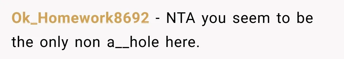 Ok_Homework8692 - NTA you seem to be the only non a__hole here.