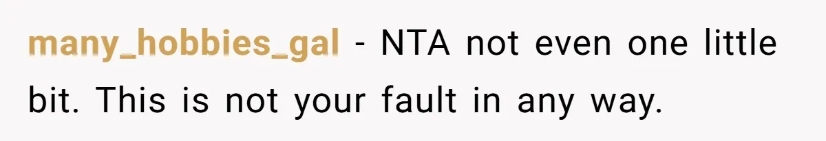 many_hobbies_gal - NTA not even one little bit. This is not your fault in any way.