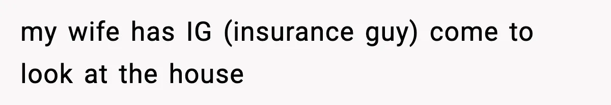 my wife has IG (insurance guy) come to look at the house