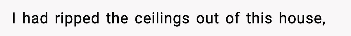 I had ripped the ceilings out of this house,
