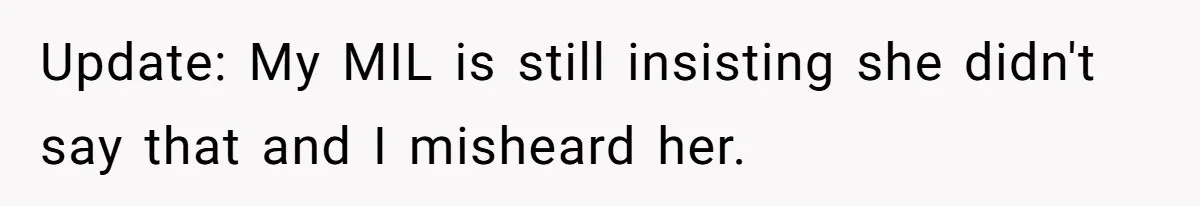 Update: My MIL is still insisting she didn't say that and I misheard her.