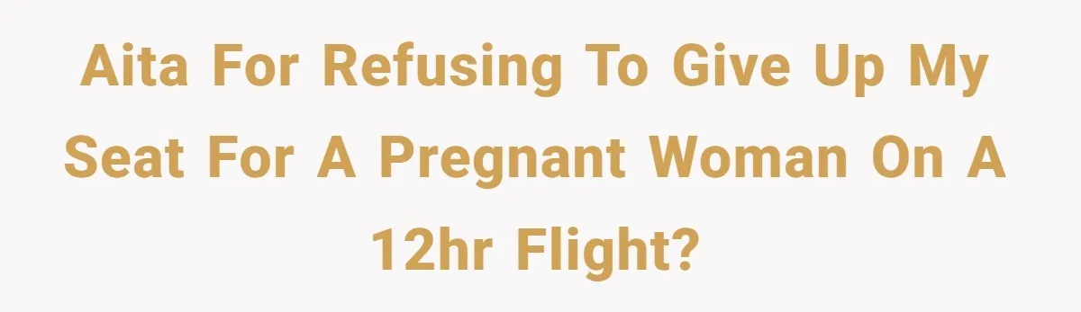 Tall Passenger Stays Put on 12-Hour Flight After Pregnant Woman Asks for Seat AITA for Refusing to Give Up My Seat for a Pregnant Woman on a 12hr Flight?