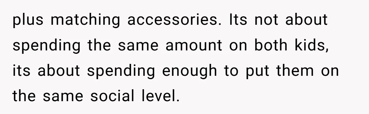 Dad Gives Twins Identical Shopping Budgets but Finds Out the “Pink Tax” Is Very Real plus matching accessories. Its not about spending the same amount on both kids, its about spending enough to put them on the same social level.