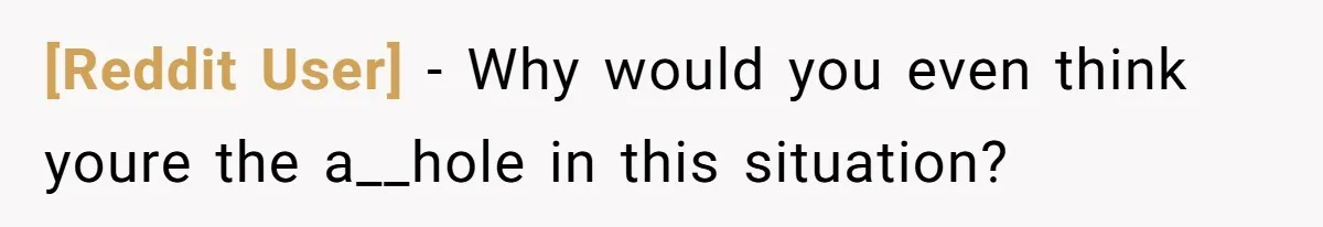 [Reddit User] − Why would you even think youre the a__hole in this situation?