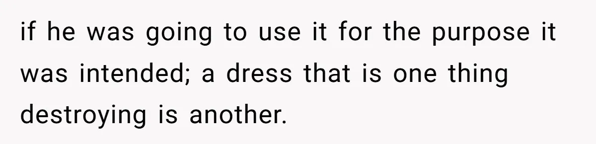 if he was going to use it for the purpose it was intended; a dress that is one thing destroying is another.