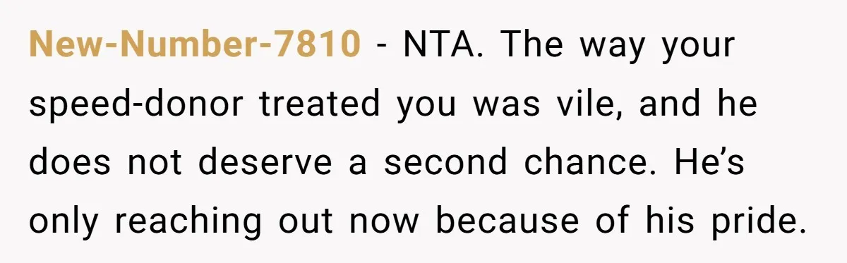 A Dad Who Kicked His Daughter Out at Eighteen Now Wants to Lead Her Down the Aisle New-Number-7810 − NTA. The way your speed-donor treated you was vile, and he does not deserve a second chance. He’s only reaching out now because of his pride.