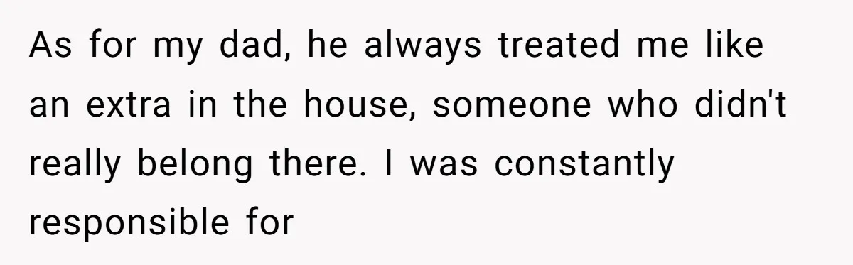 A Dad Who Kicked His Daughter Out at Eighteen Now Wants to Lead Her Down the Aisle As for my dad, he always treated me like an extra in the house, someone who didn't really belong there. I was constantly responsible for