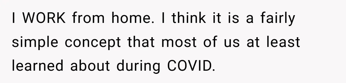 Husband Rents an Entire Airbnb Just to Escape the Interruptions of His Visiting In-Laws I WORK from home. I think it is a fairly simple concept that most of us at least learned about during COVID.