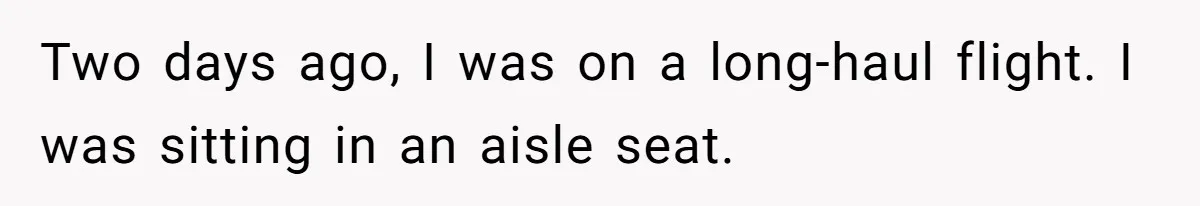 Two days ago, I was on a long-haul flight. I was sitting in an aisle seat.