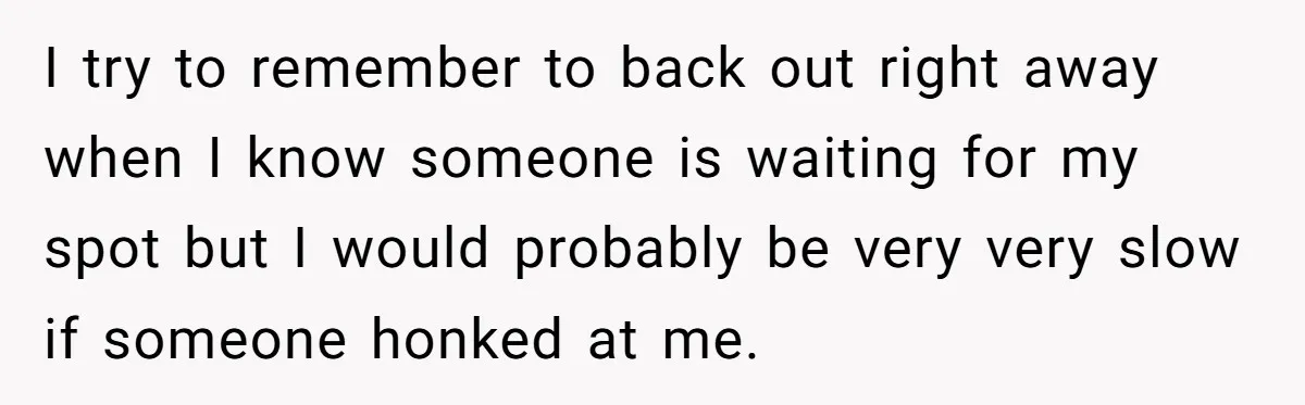 Impatient Driver Keeps Honking At Family Loading Kids, So Dad Teaches Her A Clever Parking Lesson I try to remember to back out right away when I know someone is waiting for my spot but I would probably be very very slow if someone honked at...
