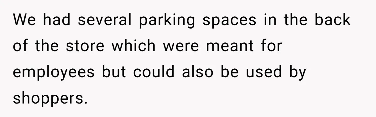 Impatient Driver Keeps Honking At Family Loading Kids, So Dad Teaches Her A Clever Parking Lesson We had several parking spaces in the back of the store which were meant for employees but could also be used by shoppers.