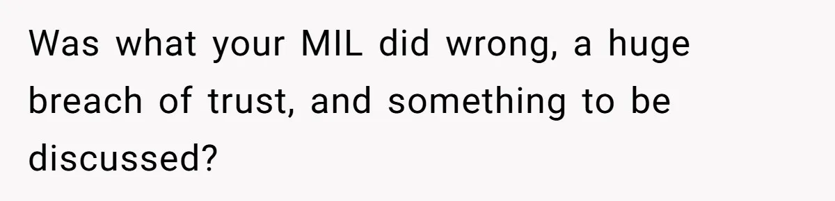 Was what your MIL did wrong, a huge breach of trust, and something to be discussed?