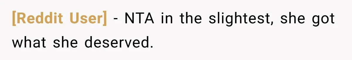 [Reddit User] − NTA in the slightest, she got what she deserved.