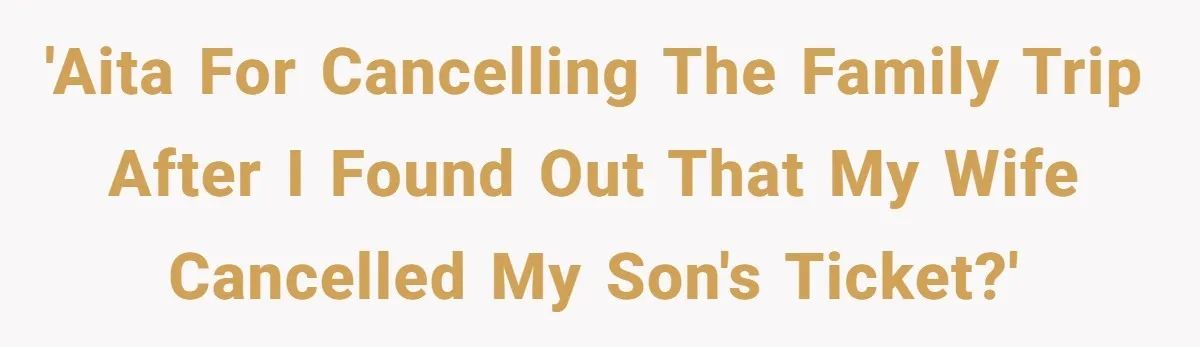 'AITA for cancelling the family trip after I found out that my wife cancelled my son's ticket?'