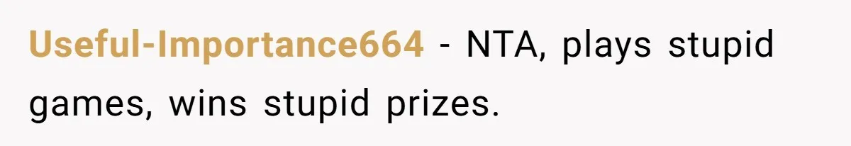 Useful-Importance664 − NTA, plays stupid games, wins stupid prizes.
