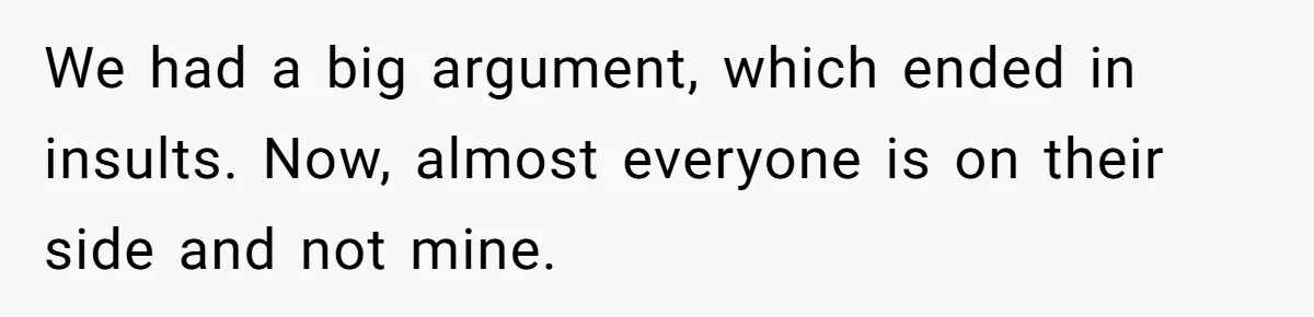 We had a big argument, which ended in insults. Now, almost everyone is on their side and not mine.