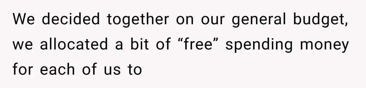 We decided together on our general budget, we allocated a bit of “free” spending money for each of us to