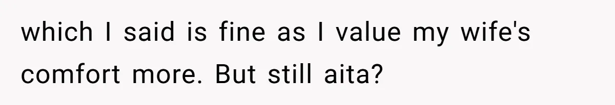 which I said is fine as I value my wife's comfort more. But still aita?
