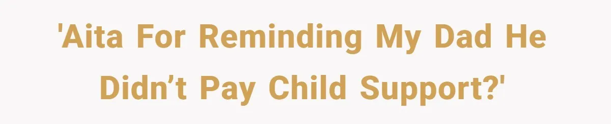 Man Refuses To Let Estranged Father Move In And Brings Up Years Of Unpaid Child Support 'AITA for reminding my dad he didn’t pay child support?'