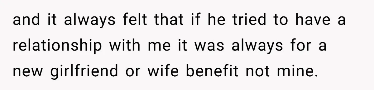 Man Refuses To Let Estranged Father Move In And Brings Up Years Of Unpaid Child Support and it always felt that if he tried to have a relationship with me it was always for a new girlfriend or wife benefit not mine.