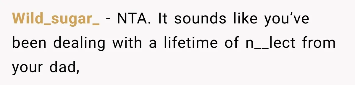 Man Refuses To Let Estranged Father Move In And Brings Up Years Of Unpaid Child Support Wild_sugar_ − NTA. It sounds like you’ve been dealing with a lifetime of n__lect from your dad,