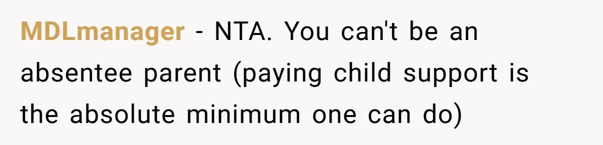 Man Refuses To Let Estranged Father Move In And Brings Up Years Of Unpaid Child Support MDLmanager − NTA. You can't be an absentee parent (paying child support is the absolute minimum one can do)