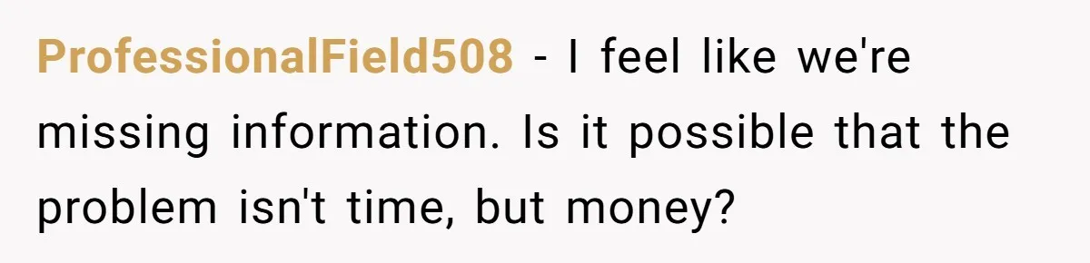 ProfessionalField508 − I feel like we're missing information. Is it possible that the problem isn't time, but money?