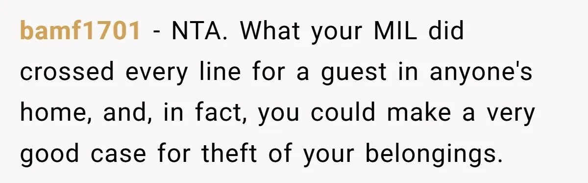 Woman Kicks Out Her Mother-In-Law After She “Tidies” The House A Little Too Much bamf1701 − NTA. What your MIL did crossed every line for a guest in anyone's home, and, in fact, you could make a very good case for theft of your...
