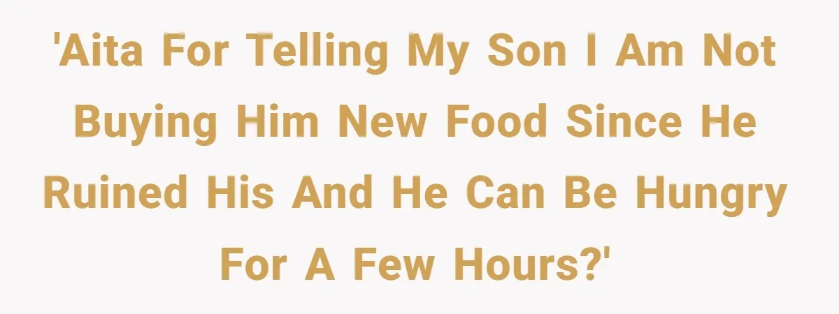 'AITA for telling my son I am not buying him new food since he ruined his and he can be hungry for a few hours?'