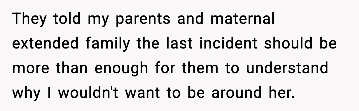 Teen Refuses Christmas at Home After Sister’s Threats, Parents Say She Must Stay They told my parents and maternal extended family the last incident should be more than enough for them to understand why I wouldn't want to be around her.