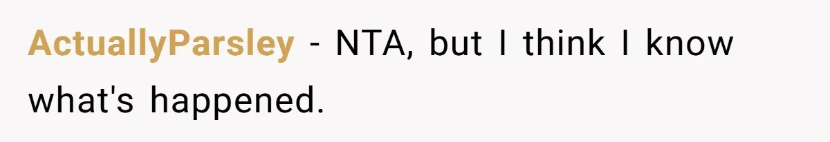 ActuallyParsley − NTA, but I think I know what's happened.