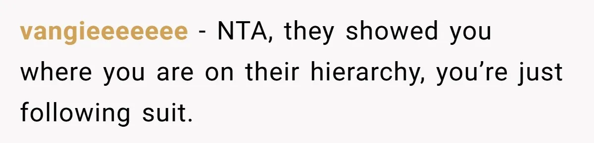 vangieeeeeee − NTA, they showed you where you are on their hierarchy, you’re just following suit.