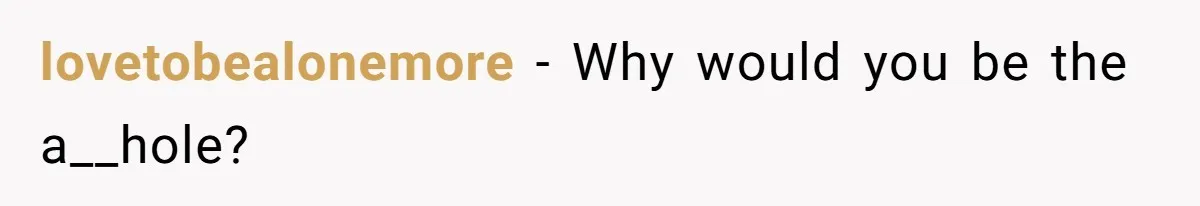 lovetobealonemore − Why would you be the a__hole?