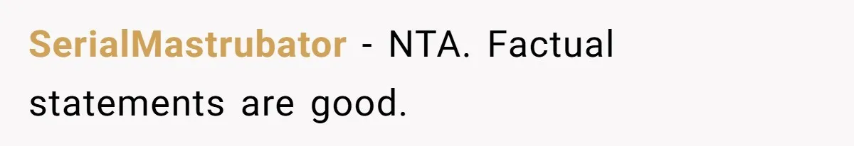 Teen Tells His Little Brother He’s Not His Dad, Then Hears Why The Child Thinks He Is SerialMastrubator − NTA. Factual statements are good.