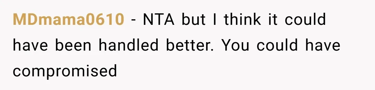 MDmama0610 − NTA but I think it could have been handled better. You could have compromised