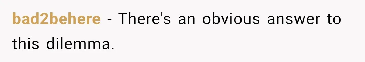 bad2behere − There's an obvious answer to this dilemma.