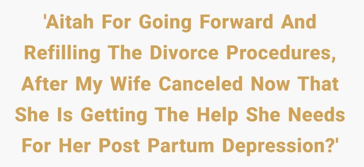'AITAH for going forward and refilling the divorce procedures, after my wife canceled now that she is getting the help she needs for her post partum depression?'