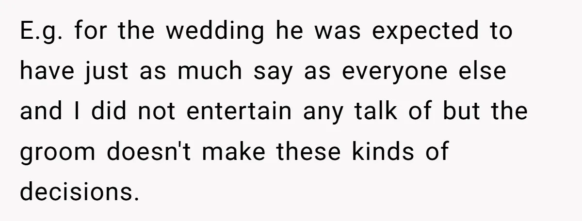 Expectant Parents Allow Husband To Choose Dino Printed Clothes For Baby Girl, Despite Family's Opinion E.g. for the wedding he was expected to have just as much say as everyone else and I did not entertain any talk of but the groom doesn't make these...