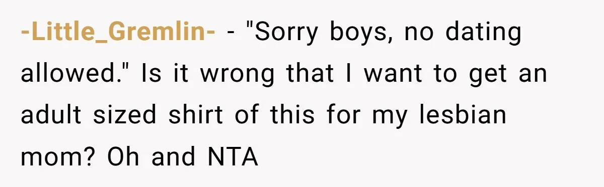 Expectant Parents Allow Husband To Choose Dino Printed Clothes For Baby Girl, Despite Family's Opinion -Little_Gremlin- − "Sorry boys, no dating allowed." Is it wrong that I want to get an adult sized shirt of this for my lesbian mom? Oh and NTA