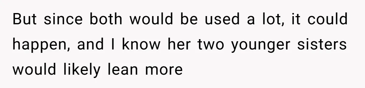 But since both would be used a lot, it could happen, and I know her two younger sisters would likely lean more