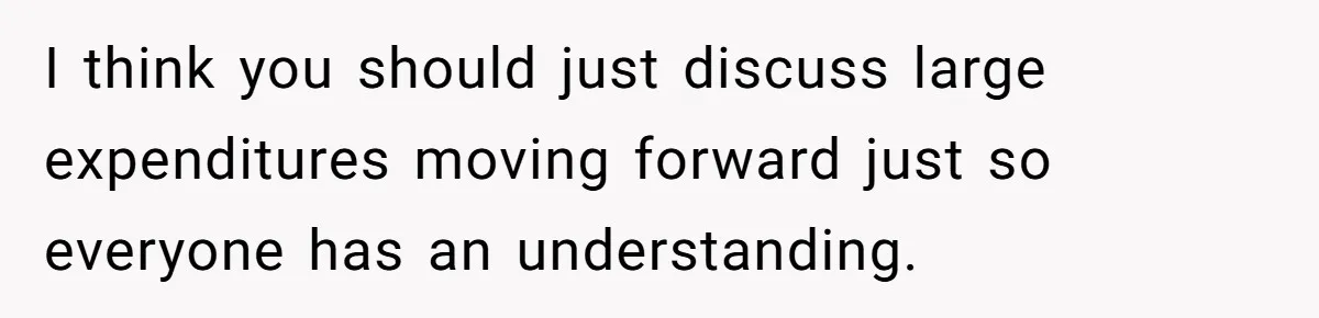 I think you should just discuss large expenditures moving forward just so everyone has an understanding.