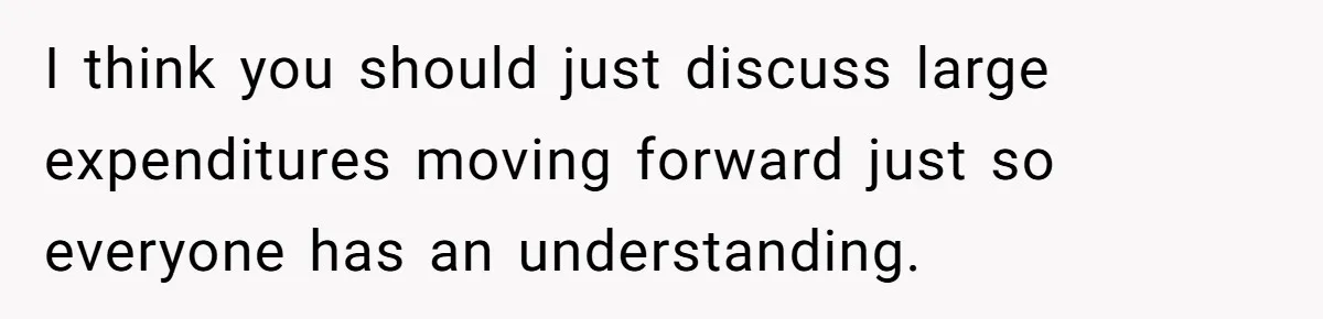 I think you should just discuss large expenditures moving forward just so everyone has an understanding.