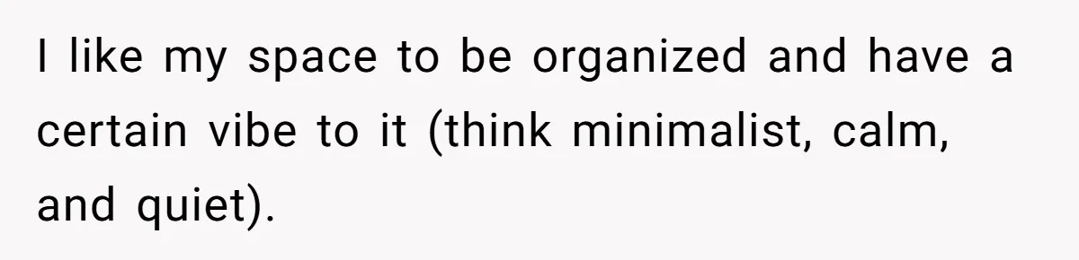 I like my space to be organized and have a certain vibe to it (think minimalist, calm, and quiet).