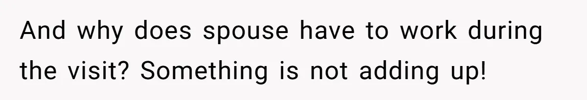 And why does spouse have to work during the visit? Something is not adding up!