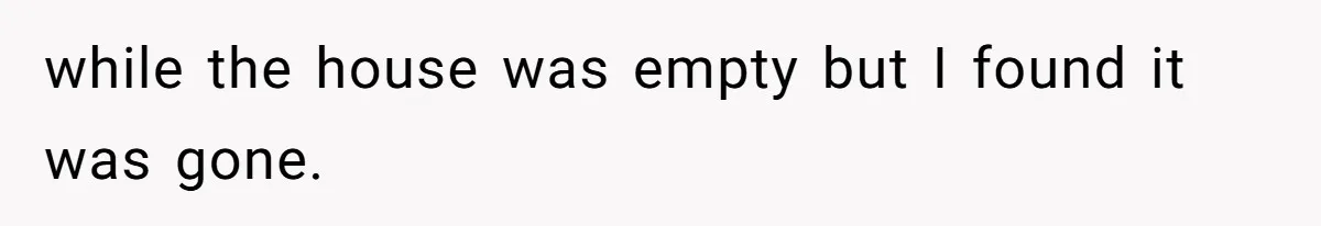 while the house was empty but I found it was gone.