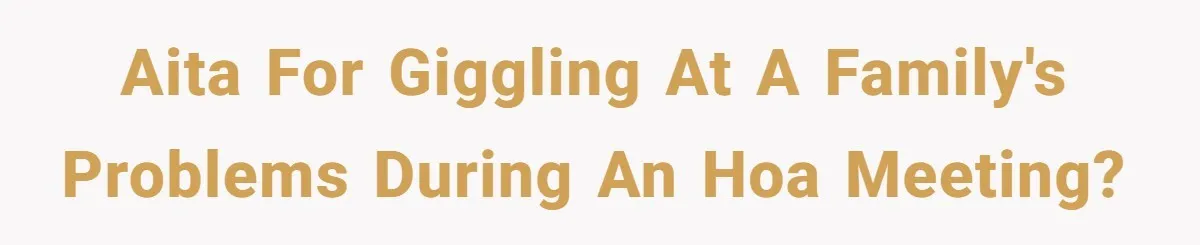 A Community Meeting Turns into a Giggle Fit Over “Gang Activity” Claims AITA for giggling at a family's problems during an HOA meeting?