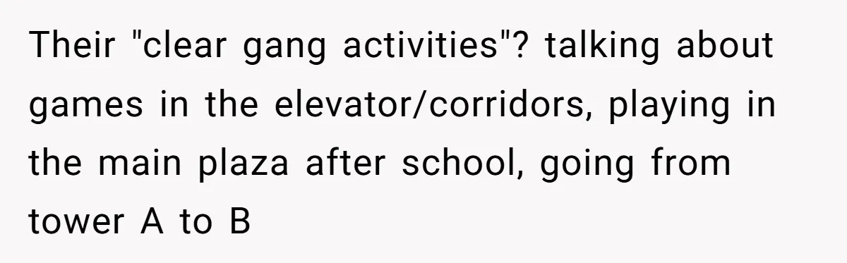 A Community Meeting Turns into a Giggle Fit Over “Gang Activity” Claims Their "clear gang activities"? talking about games in the elevator/corridors, playing in the main plaza after school, going from tower A to B