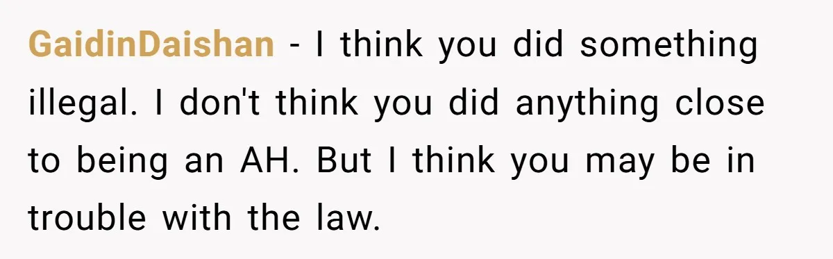 GaidinDaishan - I think you did something illegal. I don't think you did anything close to being an AH. But I think you may be in trouble with the law.