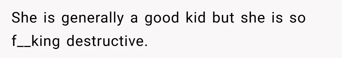 Woman Can’t Believe Her Boyfriend Shrugs Off His Kid Destroying Childhood Photos She is generally a good kid but she is so f__king destructive.
