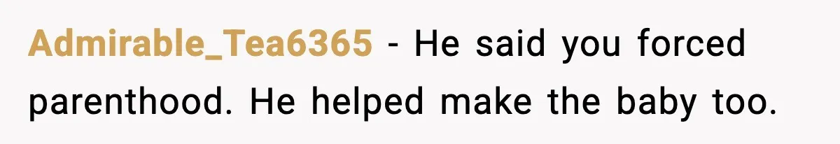 Woman Tells Boyfriend She’s Pregnant at Christmas and He Walks Out Admirable_Tea6365 - He said you forced parenthood. He helped make the baby too.